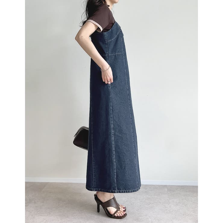 [低身長/高身長サイズ有]コットンデニムフロントボタンキャミソールワンピース | Re:EDIT | 詳細画像8 