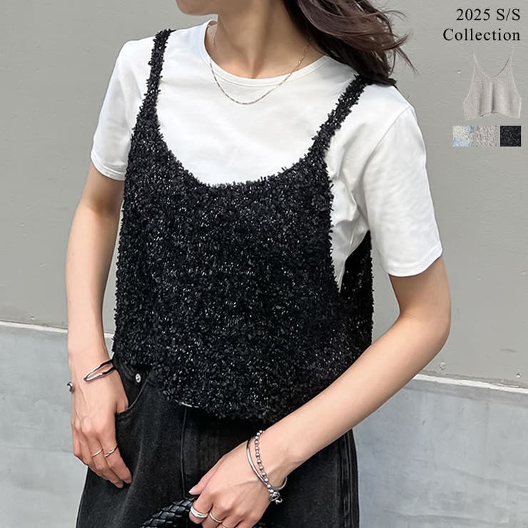 [2025SS COLLECTION]リボンヤーンキャミソールビスチェ | Re:EDIT | 詳細画像1 