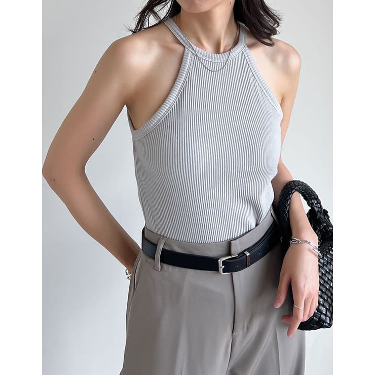 テレコリブホルターネックカップ付きタンクトップ | Re:EDIT | 詳細画像5 