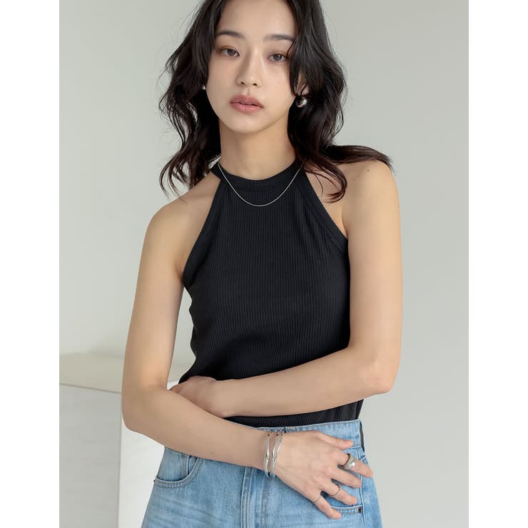 テレコリブホルターネックカップ付きタンクトップ | Re:EDIT | 詳細画像38 