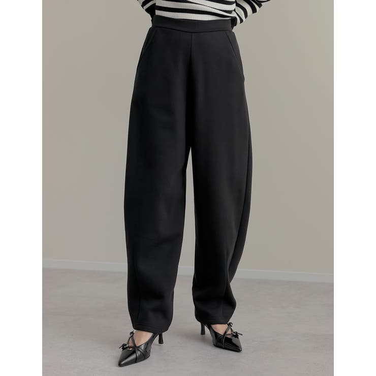 ブラック(501) | [低身長/大きいサイズ有]裏起毛スウェットカーブパンツ | Re:EDIT