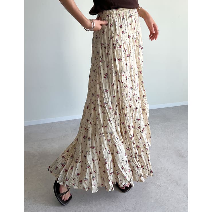 [2025SS COLLECTION][低身長サイズ有]フラワー柄クリンクルスカ… | Re:EDIT | 詳細画像2 