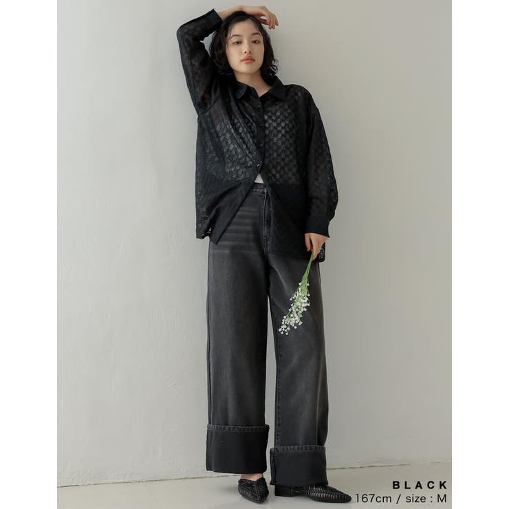 フラワーレースジャガードシアーシャツ | Re:EDIT | 詳細画像10 