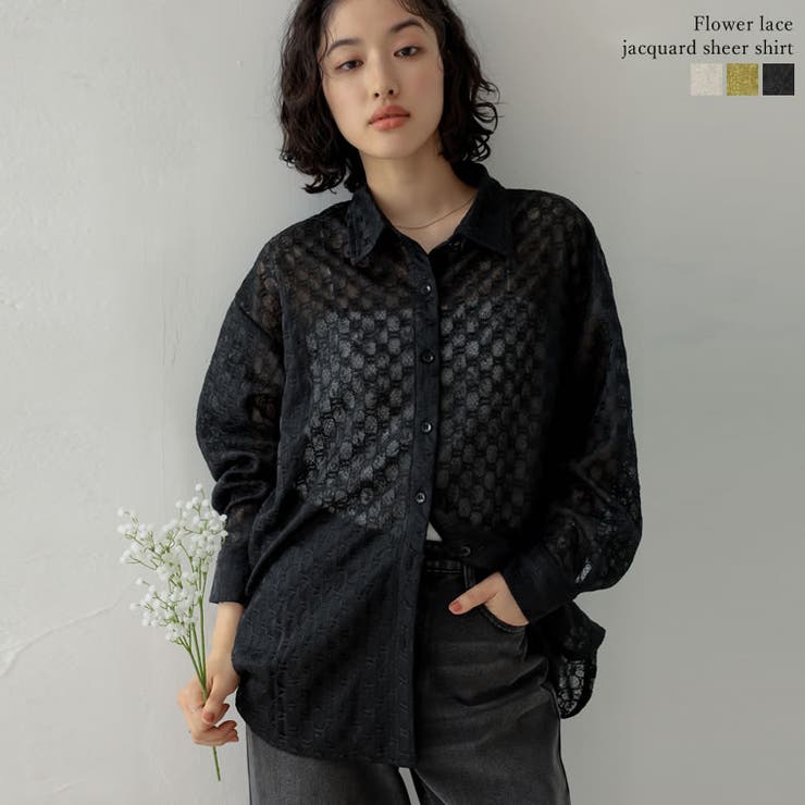 フラワーレースジャガードシアーシャツ | Re:EDIT | 詳細画像1 