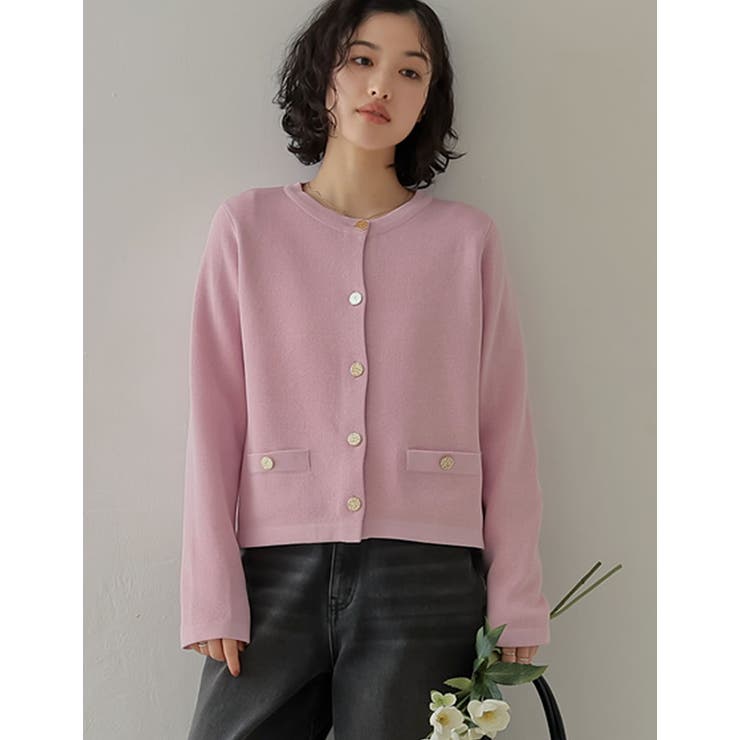 ピンク(507) | メタリックボタンカーディガン | Re:EDIT