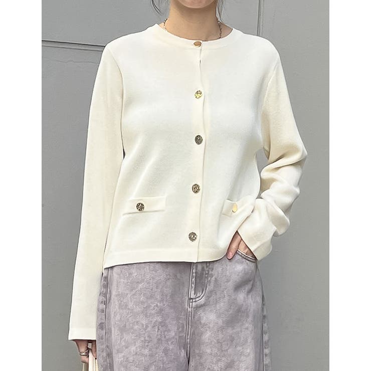 メタリックボタンカーディガン | Re:EDIT | 詳細画像4 