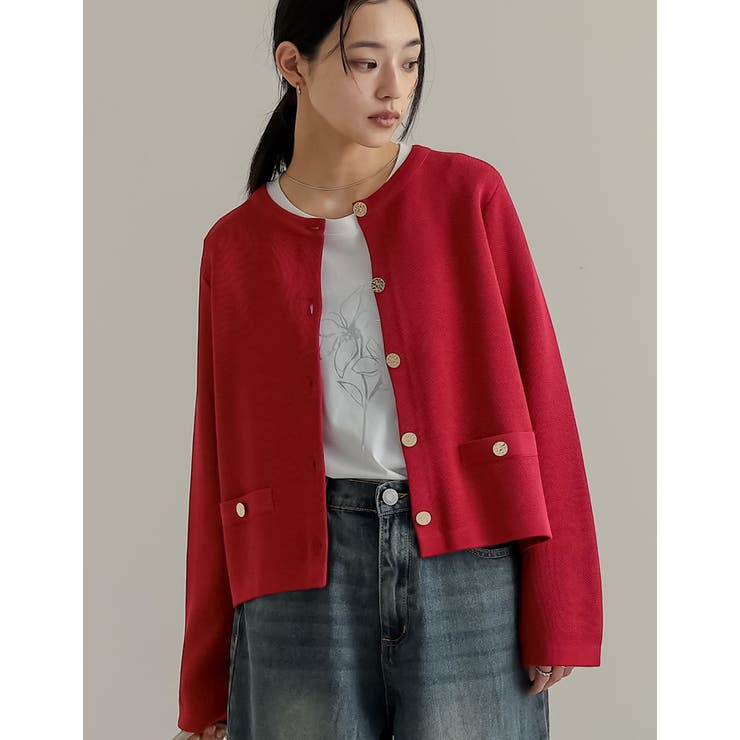 メタリックボタンカーディガン | Re:EDIT | 詳細画像6 