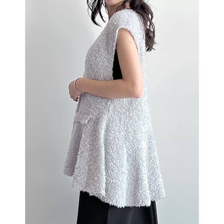 [2025SS COLLECTION]リボンヤーンVネックサマーニットペプラムベ… | Re:EDIT | 詳細画像13 