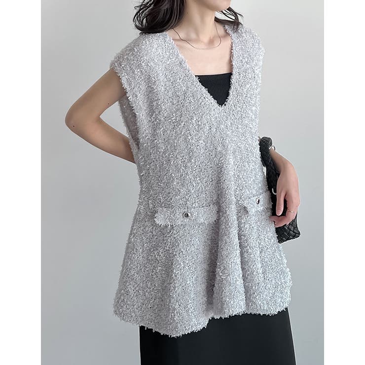 [2025SS COLLECTION]リボンヤーンVネックサマーニットペプラムベ… | Re:EDIT | 詳細画像15 