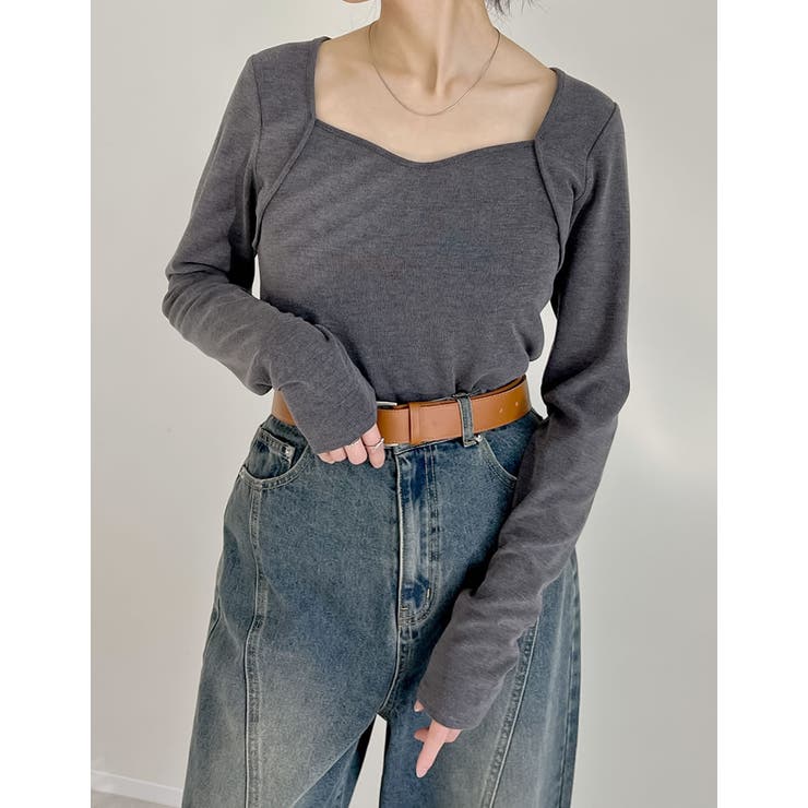 スムースリブハートネックロングＴシャツ | Re:EDIT | 詳細画像4 