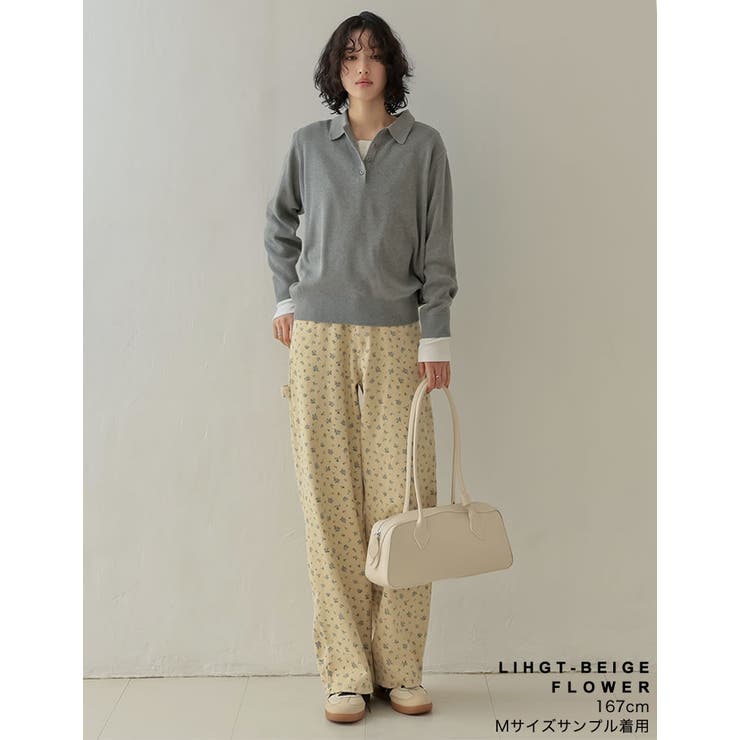 低身長/高身長サイズ有]花柄or無地カツラギワークデザインペインター