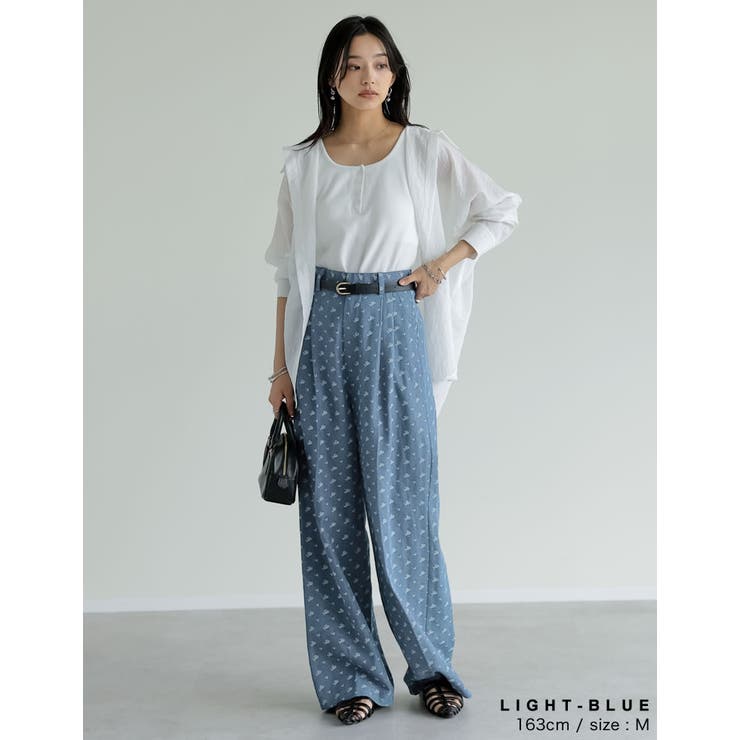 フラワー刺繍ライトオンスデニムワイドパンツ | Re:EDIT | 詳細画像11 