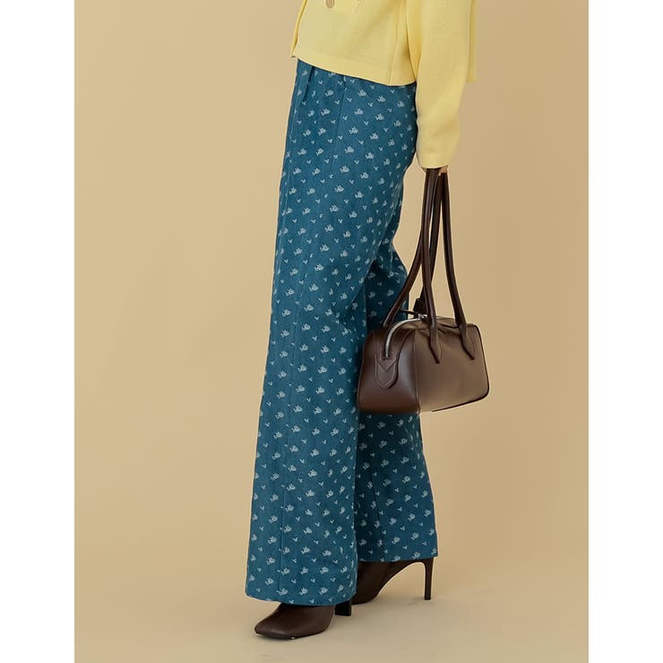 フラワー刺繍ライトオンスデニムワイドパンツ | Re:EDIT | 詳細画像9 