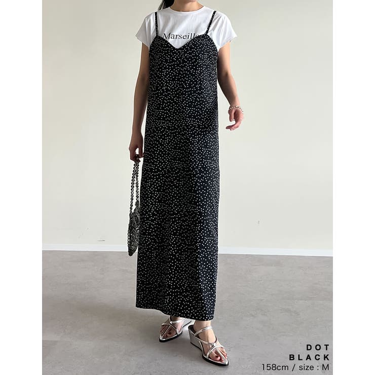 [低身長サイズ有]花柄orドット柄デシンキャミソールワンピース | Re:EDIT | 詳細画像12 