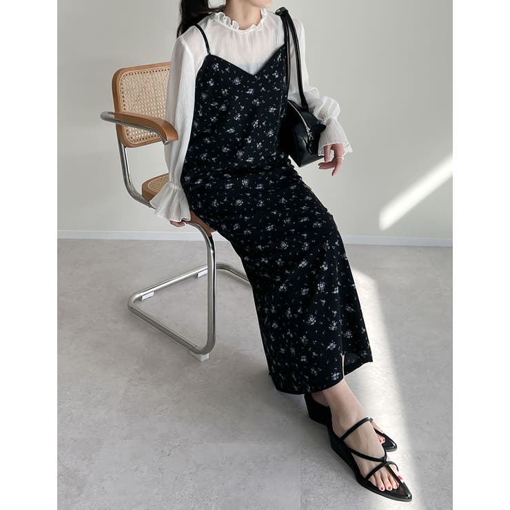 [低身長サイズ有]花柄orドット柄デシンキャミソールワンピース | Re:EDIT | 詳細画像8 