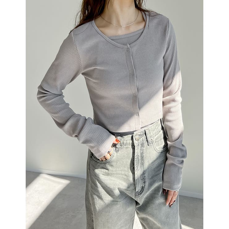 [2点セット]マルチWAYテレコリブキャミソール＆カーディガンアンサンブル | Re:EDIT | 詳細画像16 