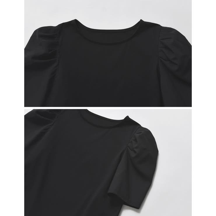 異素材切り替えタックパフ袖Tシャツ | Re:EDIT | 詳細画像20 