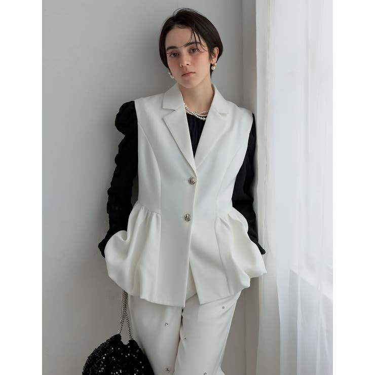 ツイルウエスト切り替えバルーンテーラードベスト | Re:EDIT | 詳細画像15 