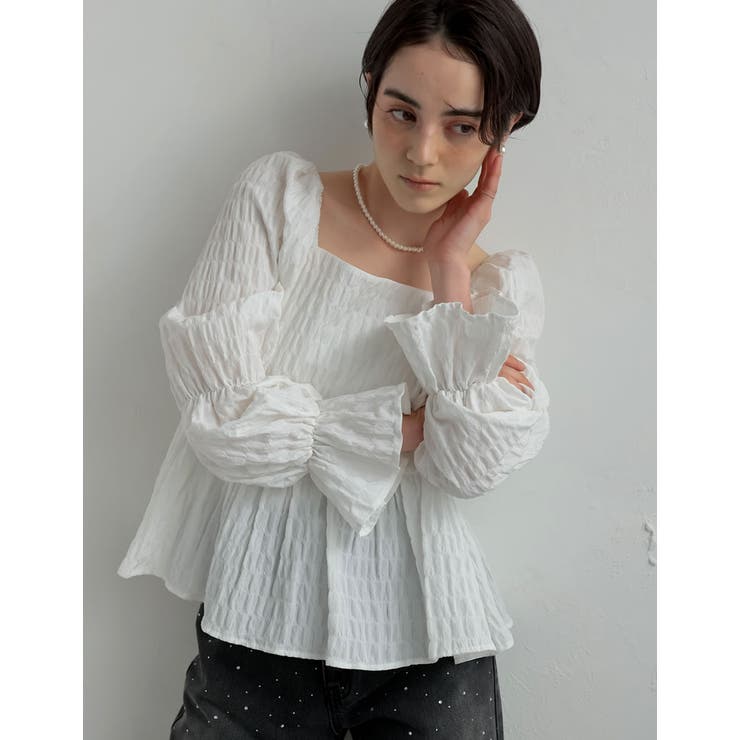 2WAYギャザーオフショルブラウス[品番：GS000022667]｜Re:EDIT