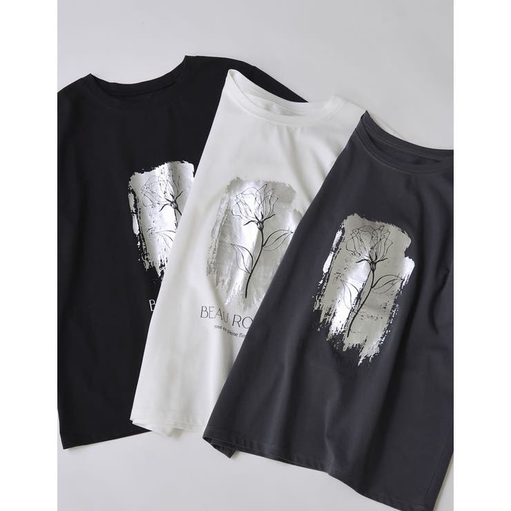 [UVカット][紫外線対策]箔フラワーTシャツ | Re:EDIT | 詳細画像2 
