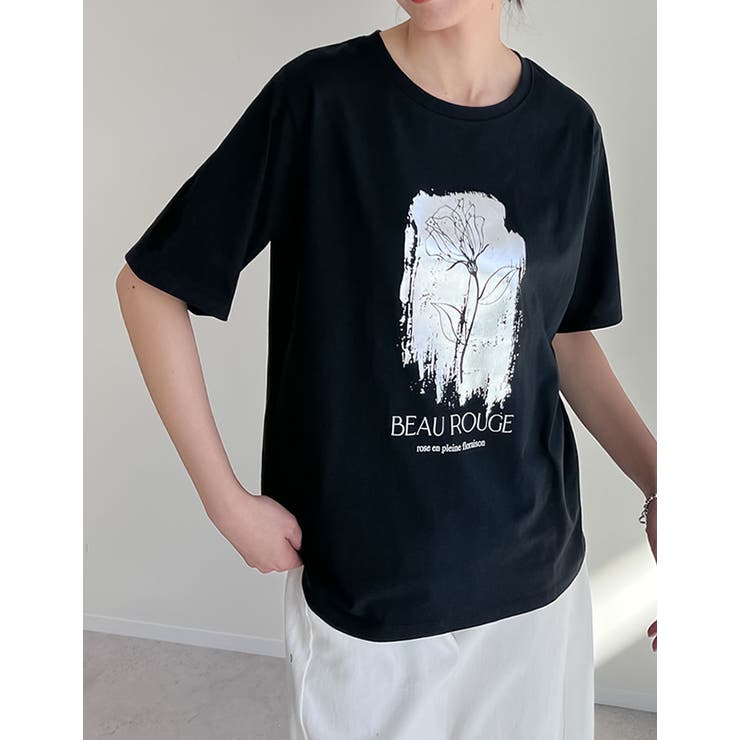 [UVカット][紫外線対策]箔フラワーTシャツ | Re:EDIT | 詳細画像7 