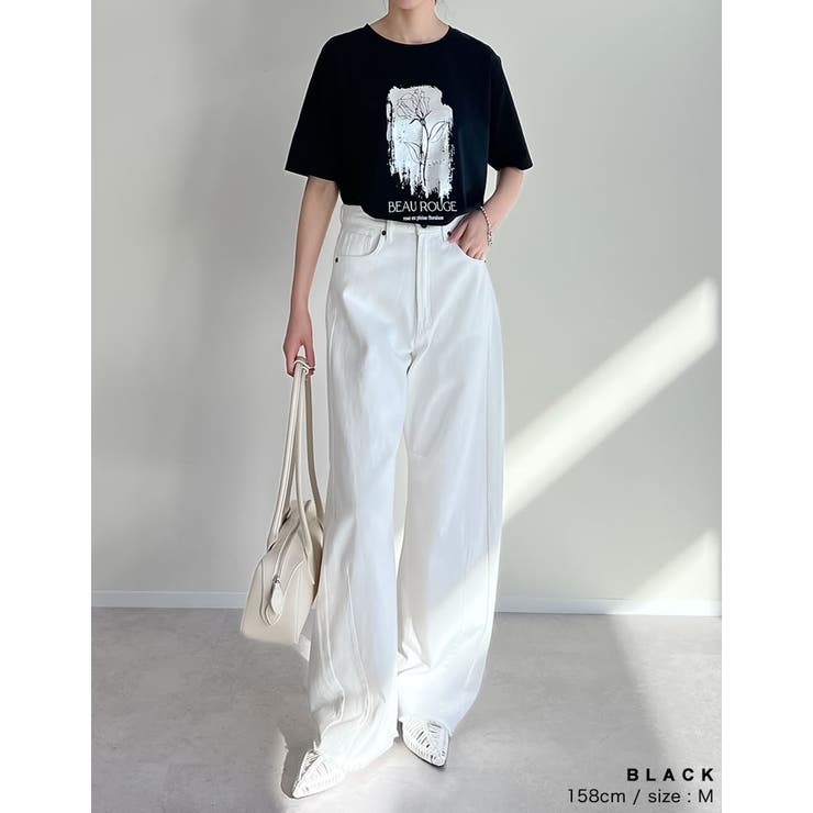 [UVカット][紫外線対策]箔フラワーTシャツ | Re:EDIT | 詳細画像8 