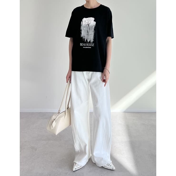 [UVカット][紫外線対策]箔フラワーTシャツ | Re:EDIT | 詳細画像21 