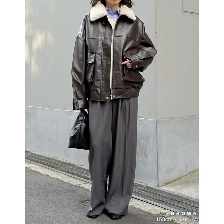 [2WAY]フェイクレザーティペット付きブルゾン | Re:EDIT | 詳細画像12 