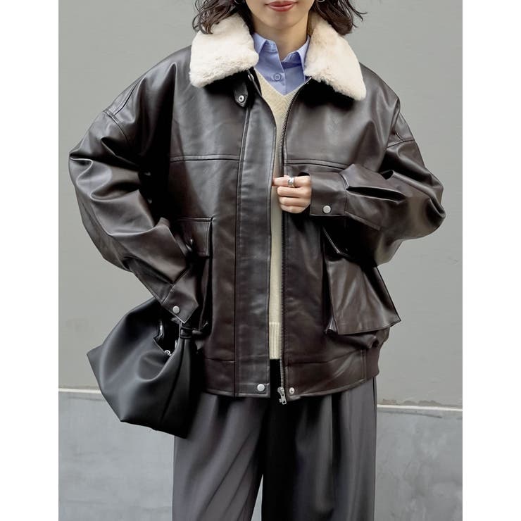 [2WAY]フェイクレザーティペット付きブルゾン | Re:EDIT | 詳細画像13 