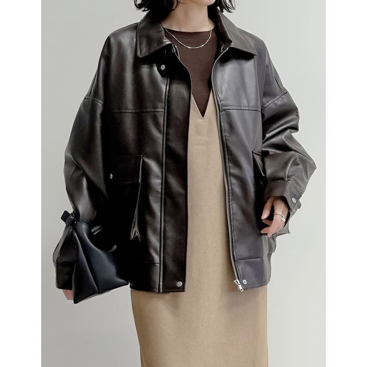 [2WAY]フェイクレザーティペット付きブルゾン | Re:EDIT | 詳細画像16 