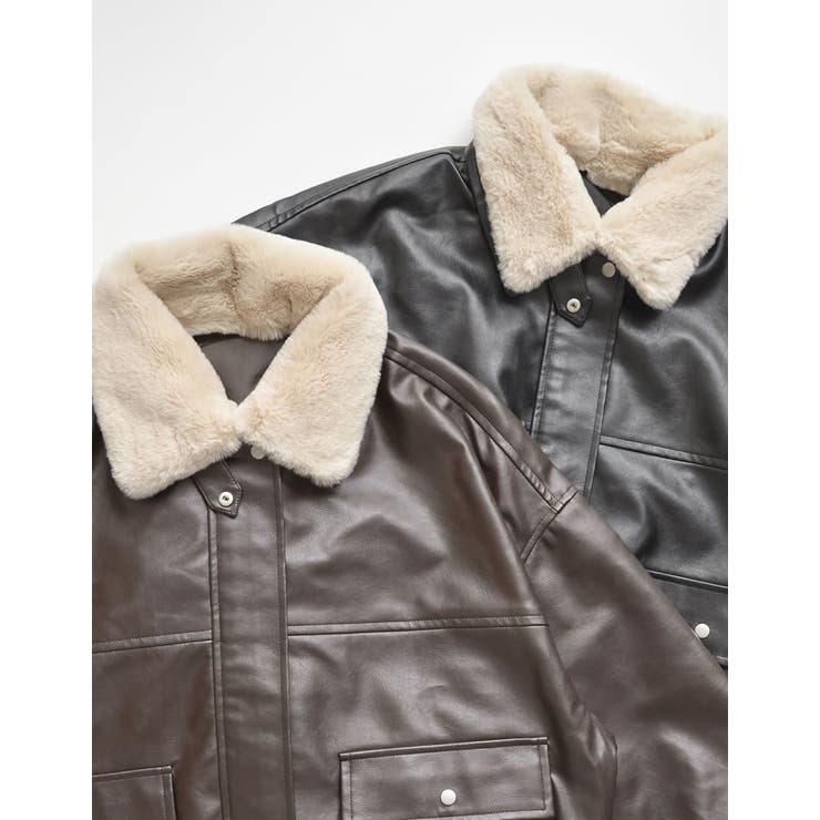 [2WAY]フェイクレザーティペット付きブルゾン | Re:EDIT | 詳細画像2 