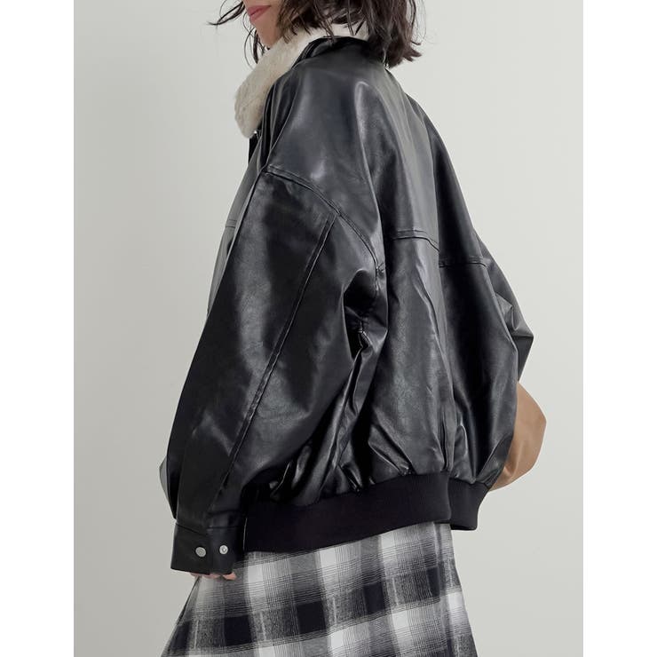 [2WAY]フェイクレザーティペット付きブルゾン | Re:EDIT | 詳細画像8 