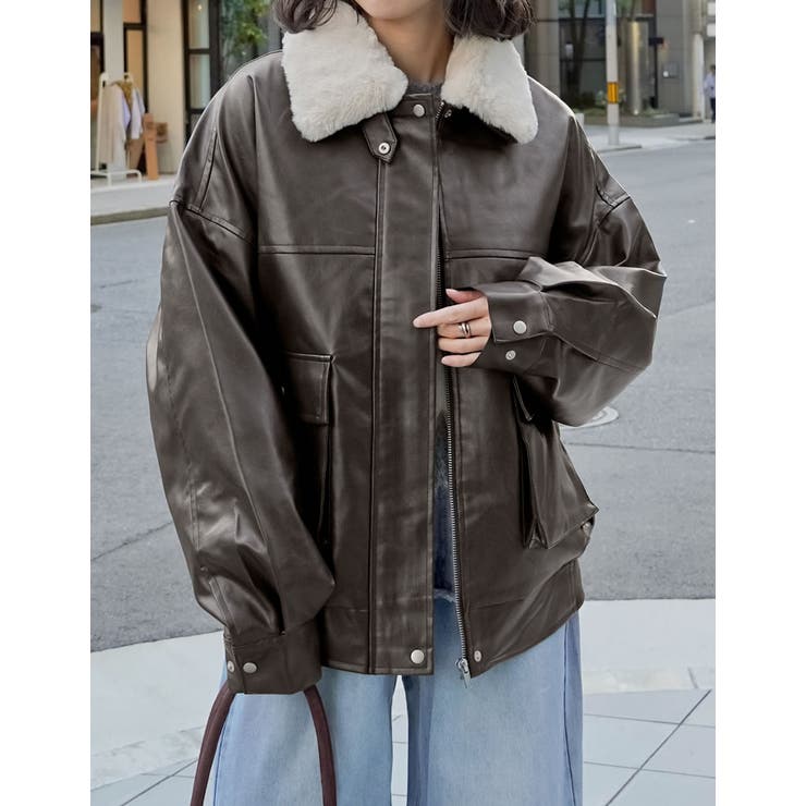 [2WAY]フェイクレザーティペット付きブルゾン | Re:EDIT | 詳細画像21 