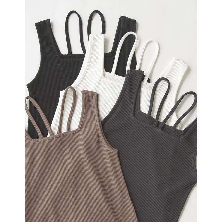 [ブラ紐隠し]前後2WAYテレコリブスクエアホルターネックタンクトップ | Re:EDIT | 詳細画像2 