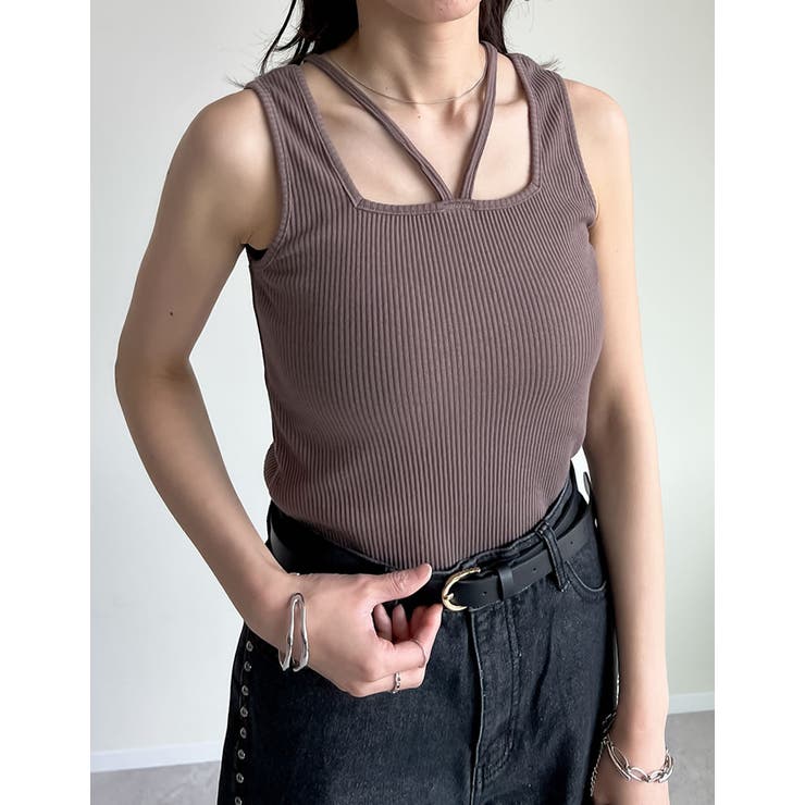 [ブラ紐隠し]前後2WAYテレコリブスクエアホルターネックタンクトップ | Re:EDIT | 詳細画像21 