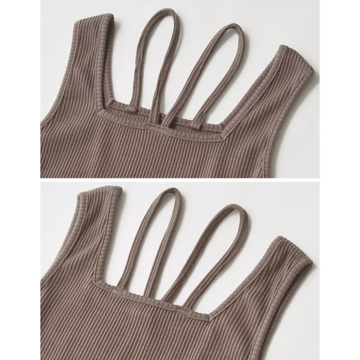 [ブラ紐隠し]前後2WAYテレコリブスクエアホルターネックタンクトップ | Re:EDIT | 詳細画像26 