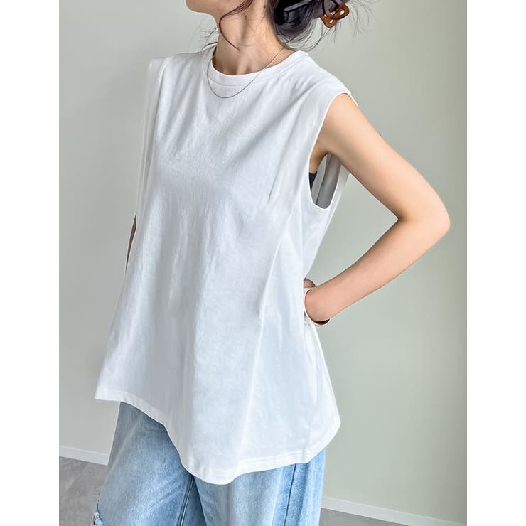綿天竺ショルダータックノースリーブTシャツ | Re:EDIT | 詳細画像11 