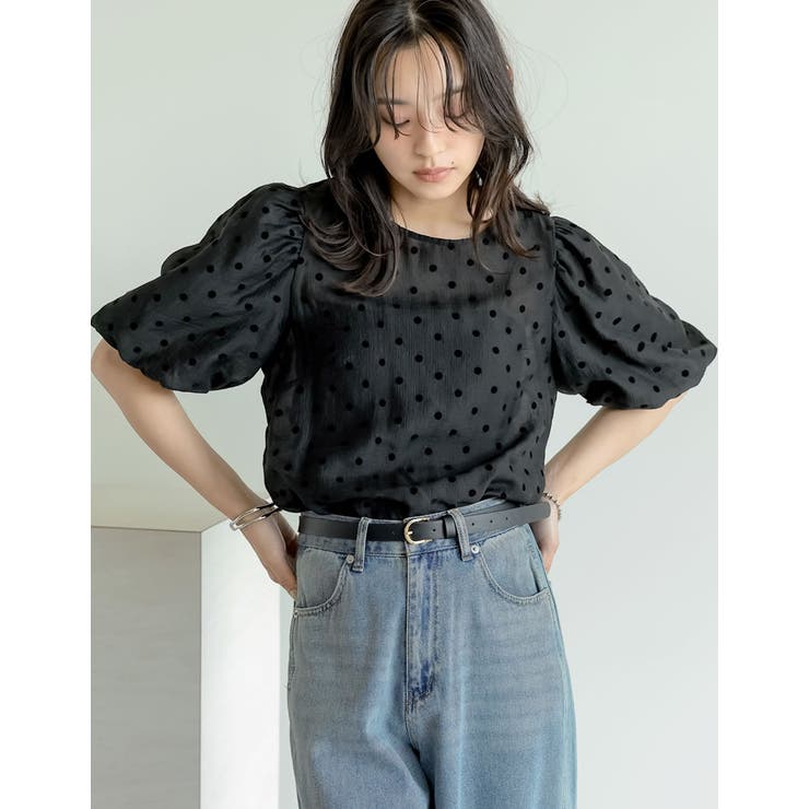 シアーフロッキードットバルーンスリーブブラウス | Re:EDIT | 詳細画像14 