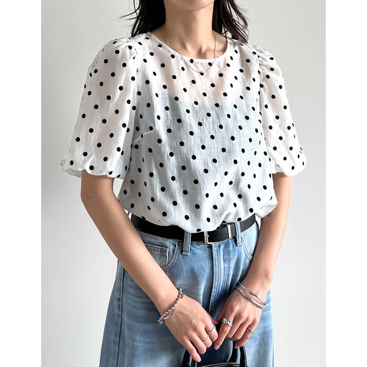 シアーフロッキードットバルーンスリーブブラウス | Re:EDIT | 詳細画像2 