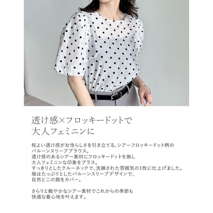 シアーフロッキードットバルーンスリーブブラウス | Re:EDIT | 詳細画像4 