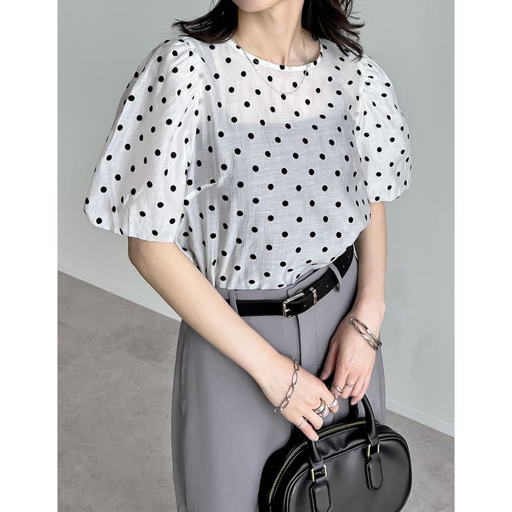 シアーフロッキードットバルーンスリーブブラウス | Re:EDIT | 詳細画像9 