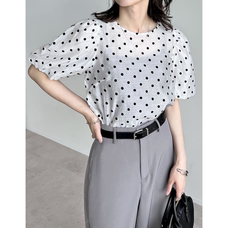 シアーフロッキードットバルーンスリーブブラウス | Re:EDIT | 詳細画像10 