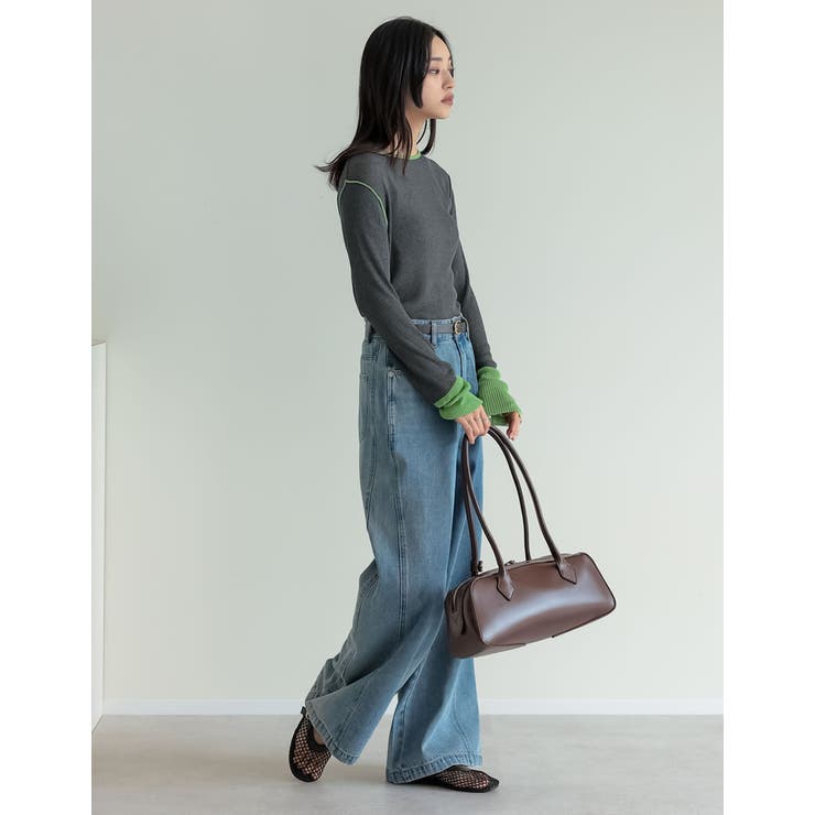 麻タッチ配色ニットプルオーバー[品番：GS000022709]｜Re:EDIT