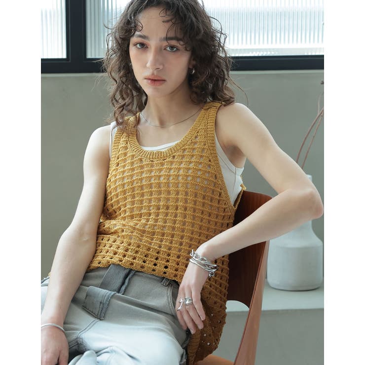 透かし編みノースリーブニットトップス | Re:EDIT | 詳細画像11 