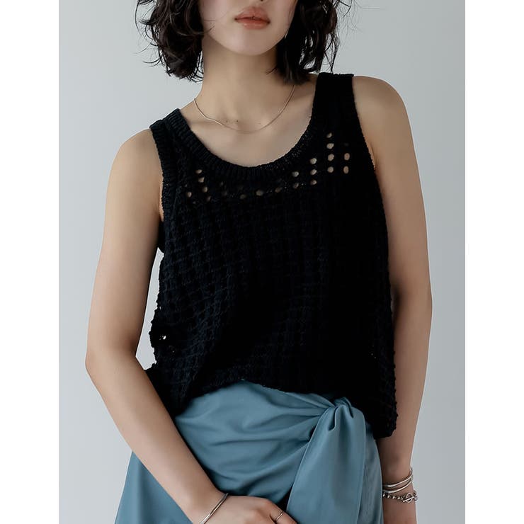 透かし編みノースリーブニットトップス | Re:EDIT | 詳細画像13 