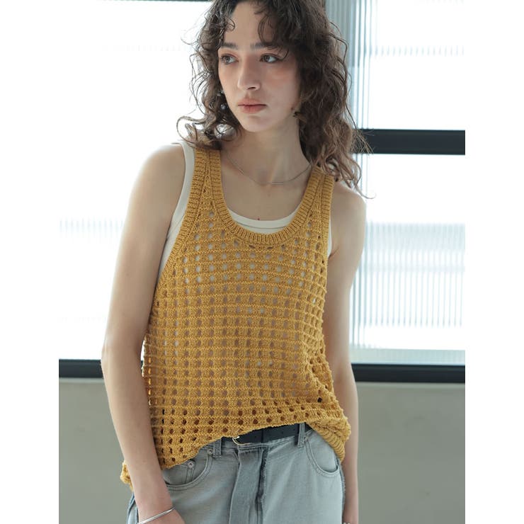 透かし編みノースリーブニットトップス | Re:EDIT | 詳細画像2 