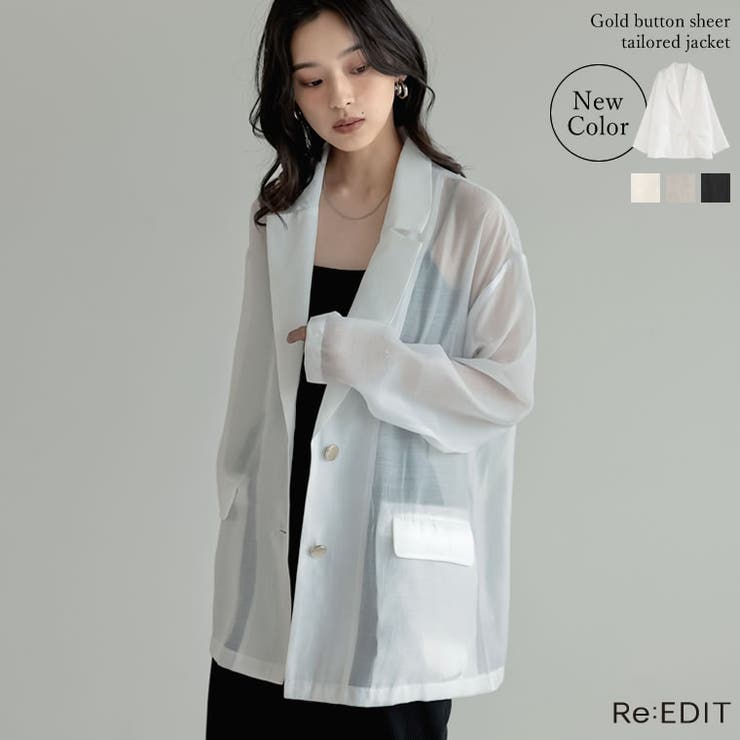 [新色追加]金ボタンシアーオーガンジーテーラードジャケット | Re:EDIT | 詳細画像1 
