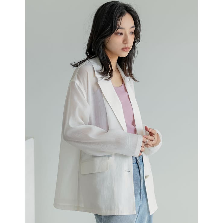 [新色追加]金ボタンシアーオーガンジーテーラードジャケット | Re:EDIT | 詳細画像25 