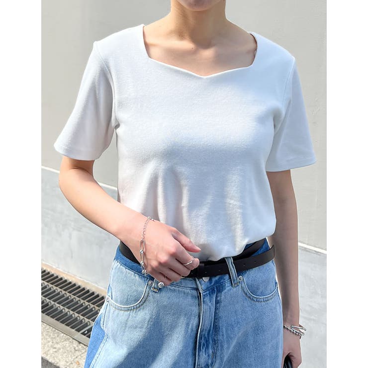 [接触冷感]ペンタゴンネック半袖Tシャツ | Re:EDIT | 詳細画像4 