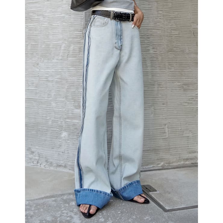 ブルー(511) | ワイドストレートリバースデニムパンツ | Re:EDIT